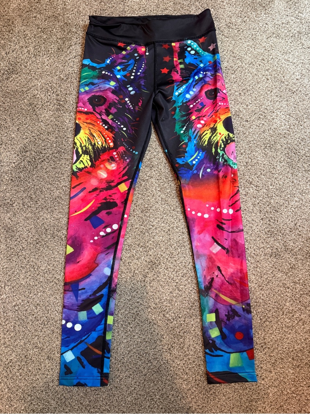 Multicolor Rainbow Westie Print Leggings